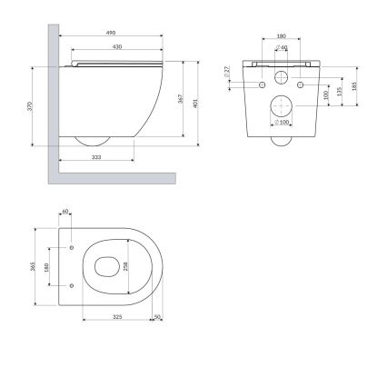 OMNIRES OTTAWASPXMWBM - Sanita suspensa com assento SoftClose OTTAWA cerâmica/branco mate