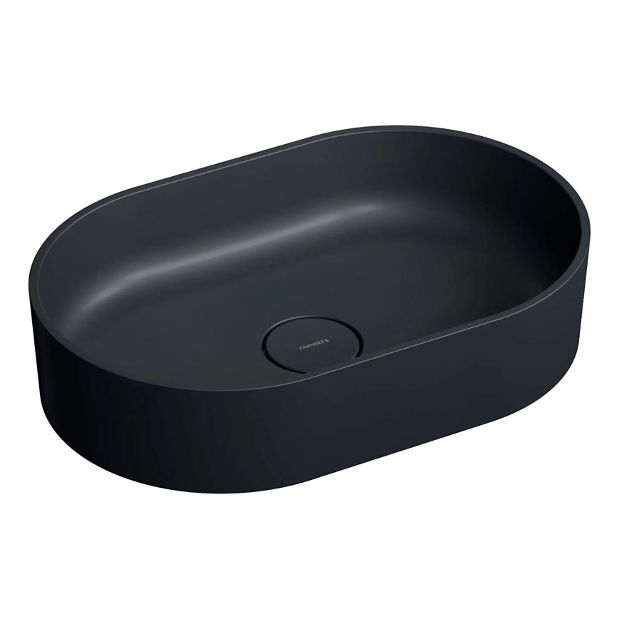 OMNIRES OVOUNBLV - Lavatório de bancada OVO 55x36 cm dolomite/mate preto lava