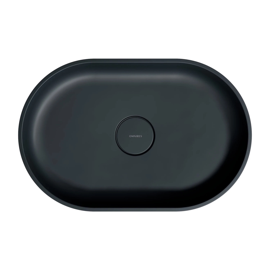 OMNIRES OVOUNBLV - Lavatório de bancada OVO 55x36 cm dolomite/mate preto lava