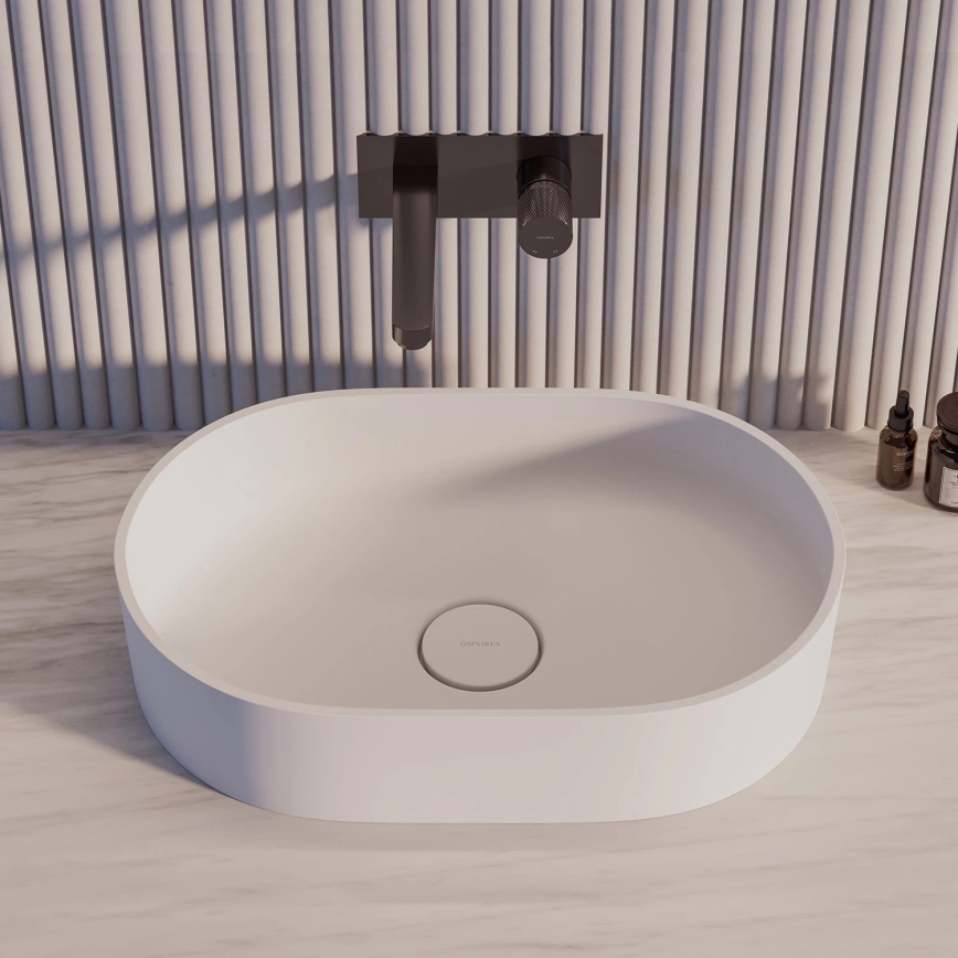 OMNIRES OVOUNBM - Lavatório de bancada OVO 55x36 cmdolomit/branco mate