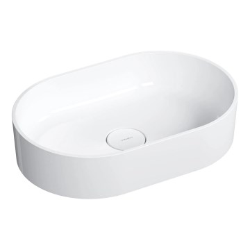 OMNIRES OVOUNBP - Lavatório de bancada OVO 55x36 cm dolomite/branco brilhante