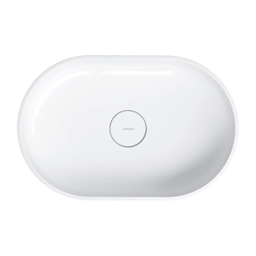 OMNIRES OVOUNBP - Lavatório de bancada OVO 55x36 cm dolomite/branco brilhante