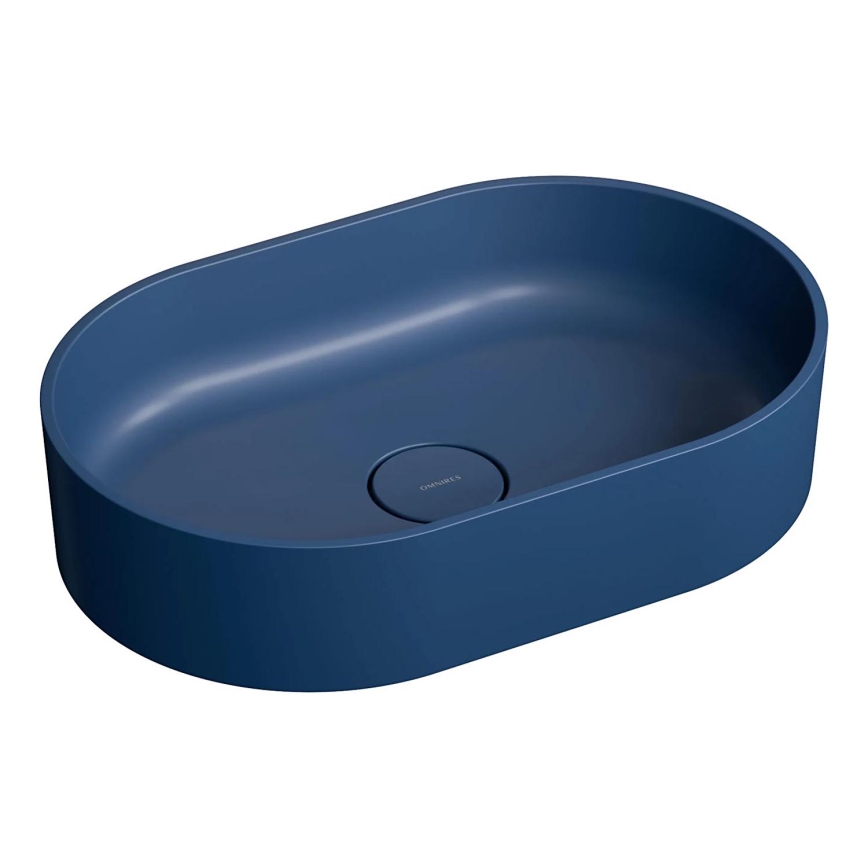 OMNIRES OVOUNMB - Lavatório de bancada OVO 55x36 cm dolomite/mate azul escuro