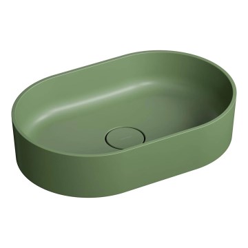 OMNIRES OVOUNOL - Lavatório de bancada OVO 55x36 cm dolomite/mate azeitona