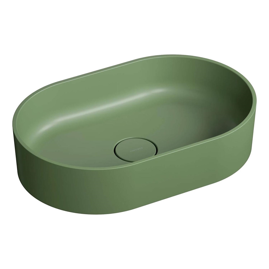 OMNIRES OVOUNOL - Lavatório de bancada OVO 55x36 cm dolomite/mate azeitona