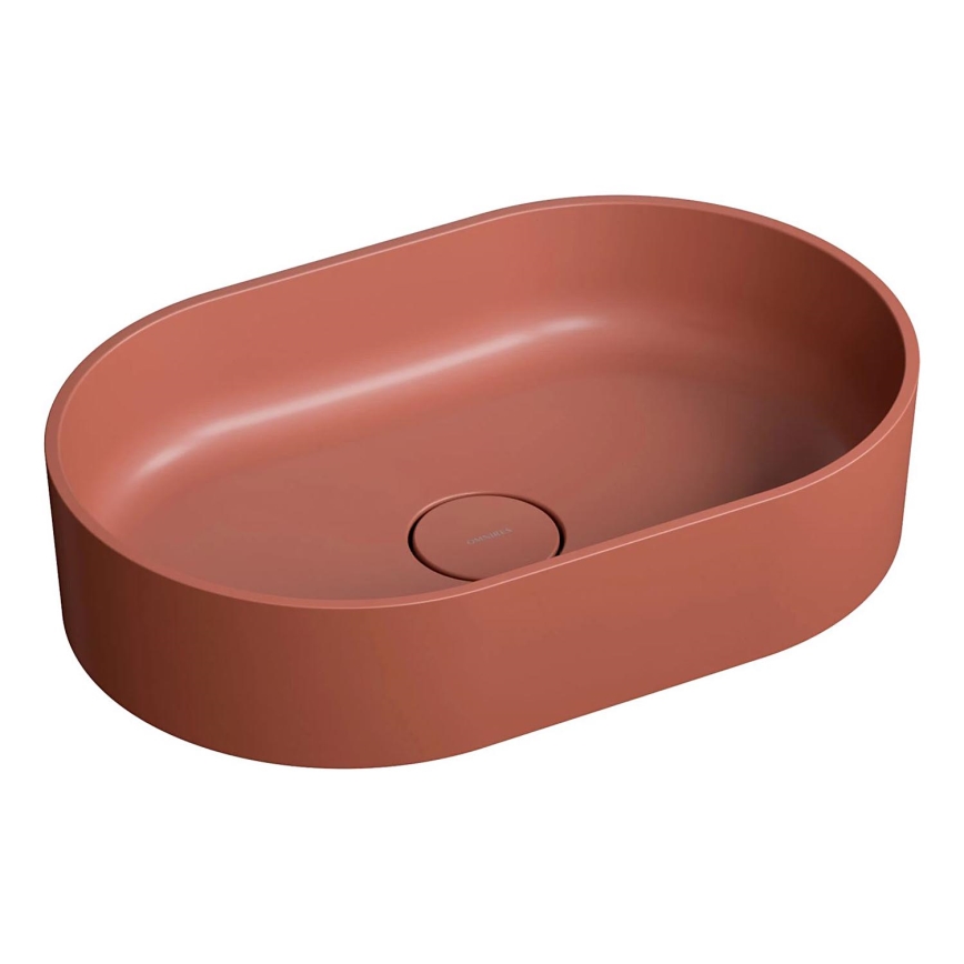 OMNIRES OVOUNTE - Lavatório de bancada OVO 55x36 cm dolomite/mate terracota