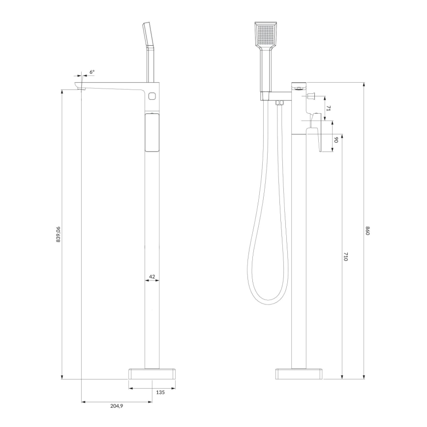 OMNIRES PM7433CR - Conjunto para banheira independente com torneira PARMA cromado brilhante