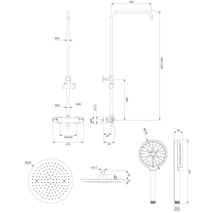 OMNIRES SYSY10/N/6CR - Conjunto de chuveiro com torneira termostática Y cromado brilhante
