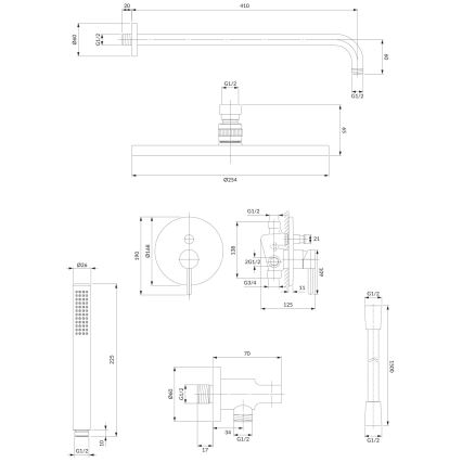 OMNIRES SYSY22XCR - Conjunto de duche com torneira embutida Y cromado brilhante