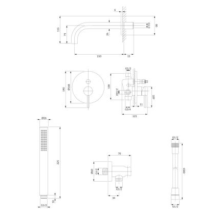 OMNIRES SYSYW01CR - Conjunto para banheira com torneira embutida Y cromado brilhante