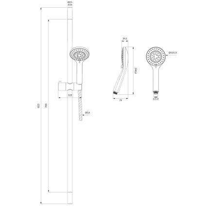 OMNIRES YOSEMITE-SBL - Conjunto de chuveiro YOSEMITE preto mate