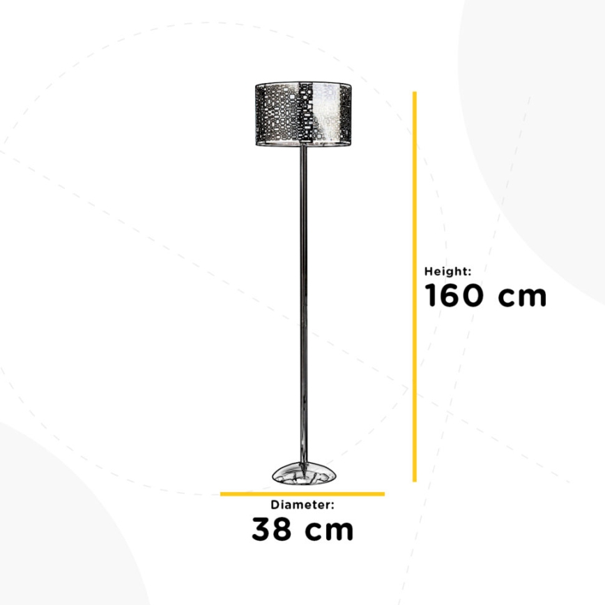 ONLI - Candeeiro de chão BRUCE 1xE27/15W/230V cromado mate
