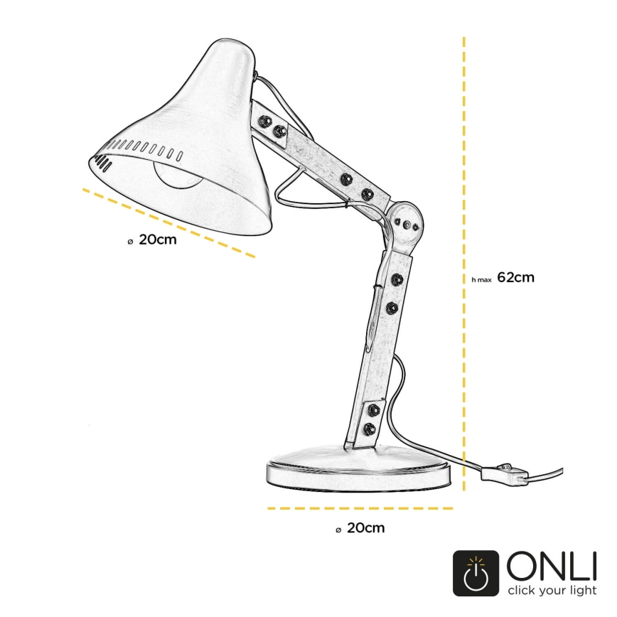ONLI - Candeeiro de mesa ARCHITETTO 1xE27/22W/230V 62 cm cinzento/castanho
