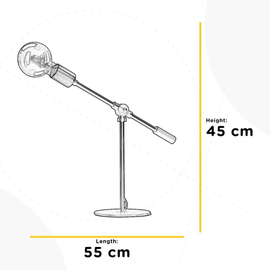 ONLI - Candeeiro de mesa ASTE 1xE27/15W/230V 45 cm preto/dourado