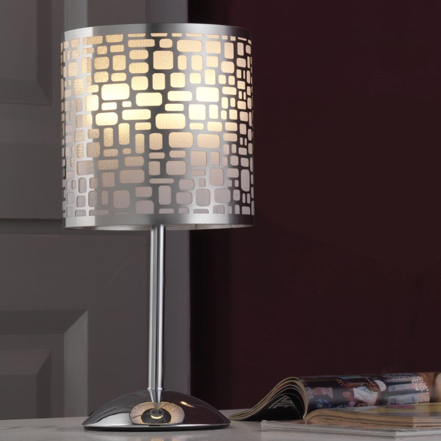 ONLI - Candeeiro de mesa BRUCE 1xE27/15W/230V 40 cm cromado mate