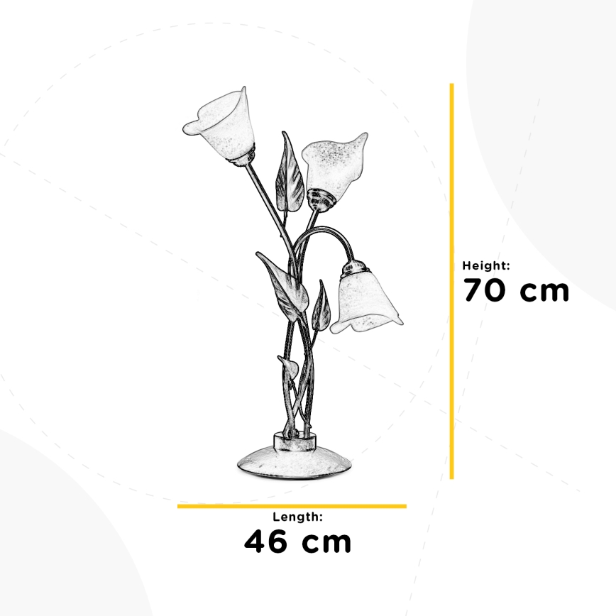 ONLI - Candeeiro de mesa MIRANDA 3xE14/6W/230V 70 cm