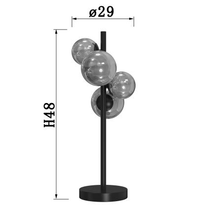 ONLI - Candeeiro de mesa PALOMA 4xG9/10W/230V 48 cm preto/fumado