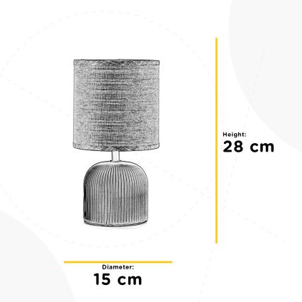 ONLI - Candeeiro de mesa SHELLY 1xE27/22W/230V cinzento 28 cm