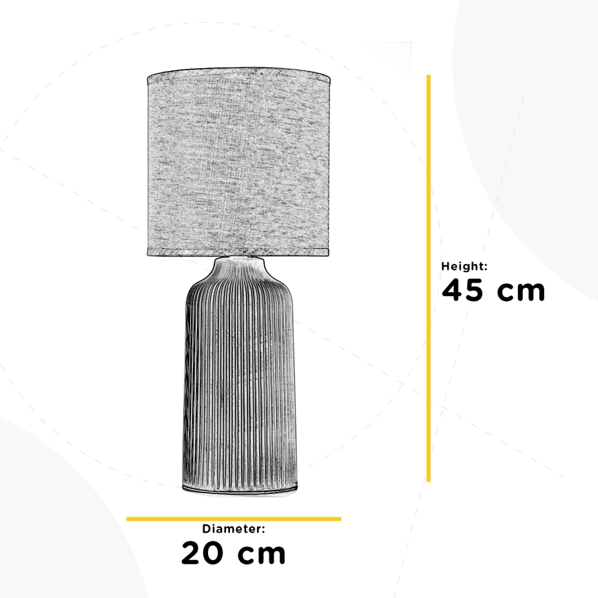 ONLI - Candeeiro de mesa SHELLY 1xE27/22W/230V cinzento 45 cm