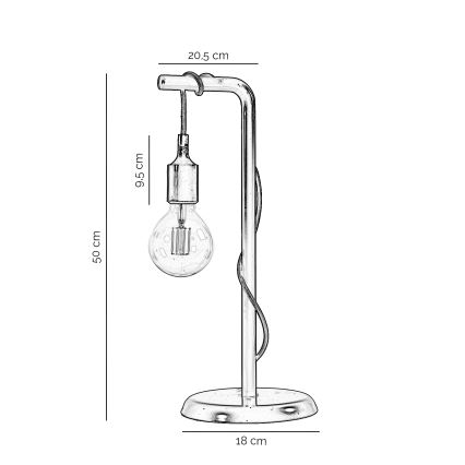 ONLI - Candeeiro de mesa WIRE 1xE27/15W/230V 50 cm cinzento/branco