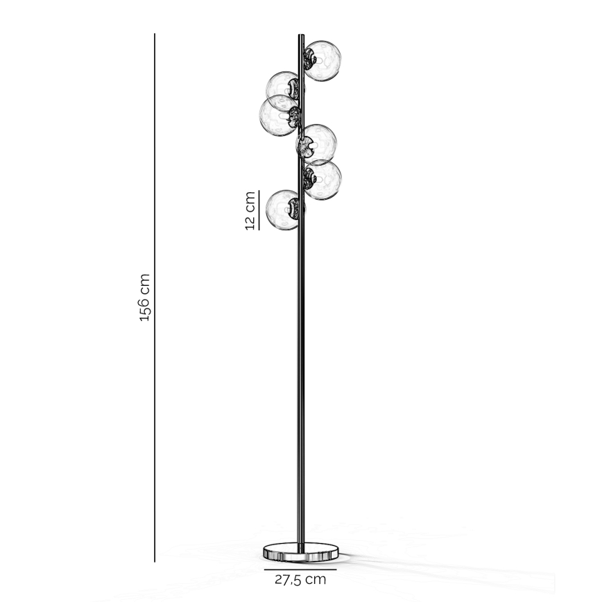ONLI - Candeeiro de pé KIMBERLY 6xG9/6W/230V cromado brilhante