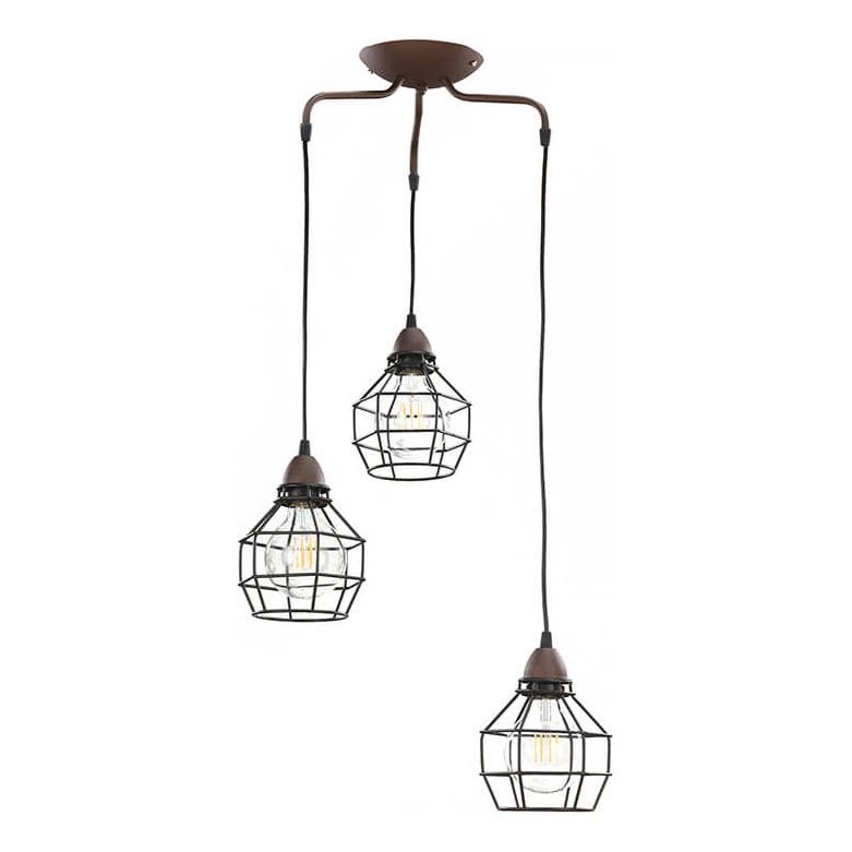 ONLI - Candeeiro suspenso ARANHA 3xE27/15W/230V preto/castanho