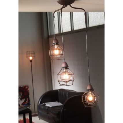 ONLI - Candeeiro suspenso ARANHA 3xE27/15W/230V preto/castanho