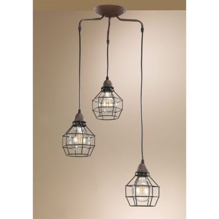 ONLI - Candeeiro suspenso ARANHA 3xE27/15W/230V preto/castanho
