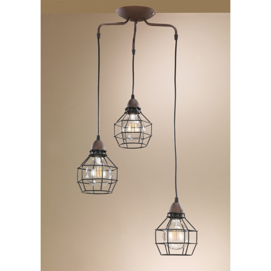 ONLI - Candeeiro suspenso ARANHA 3xE27/15W/230V preto/castanho
