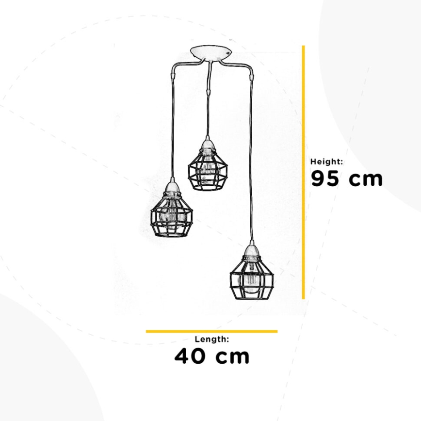 ONLI - Candeeiro suspenso ARANHA 3xE27/15W/230V preto/castanho