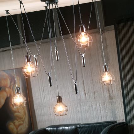 ONLI - Candeeiro suspenso ARANHA 5xE27/15W/230V aranha preto