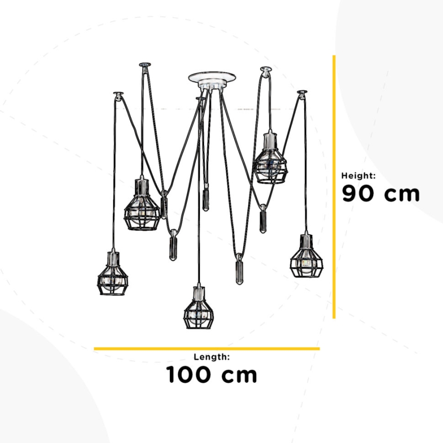 ONLI - Candeeiro suspenso ARANHA 5xE27/15W/230V aranha preto