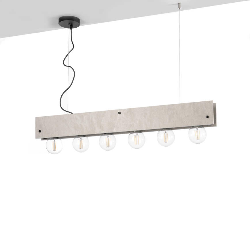 ONLI - Candeeiro suspenso ARGO 6xE27/22W/230V cinzento