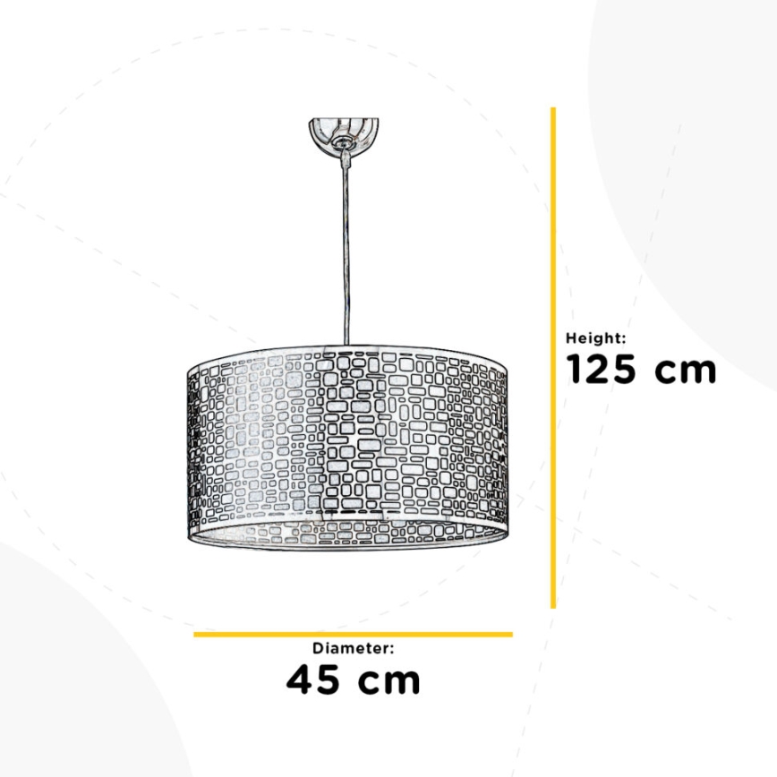 ONLI - Candeeiro suspenso BRUCE 1xE27/15W/230V diâmetro 45 cm cromado mate