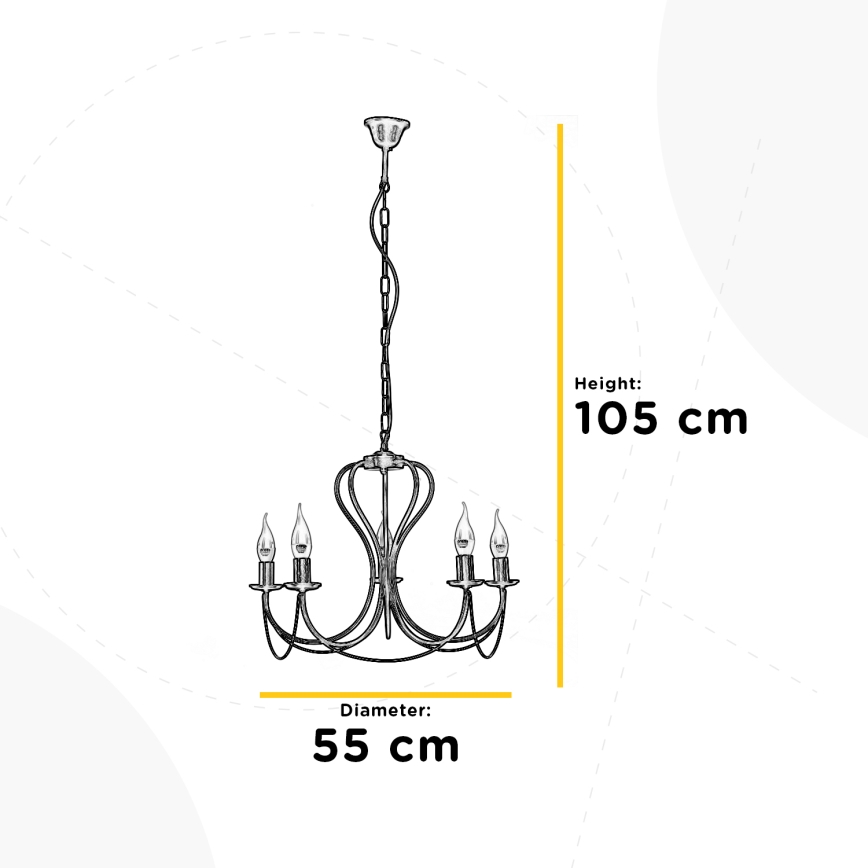 ONLI - Candeeiro suspenso CANDELA 5xE14/6W/230V branco
