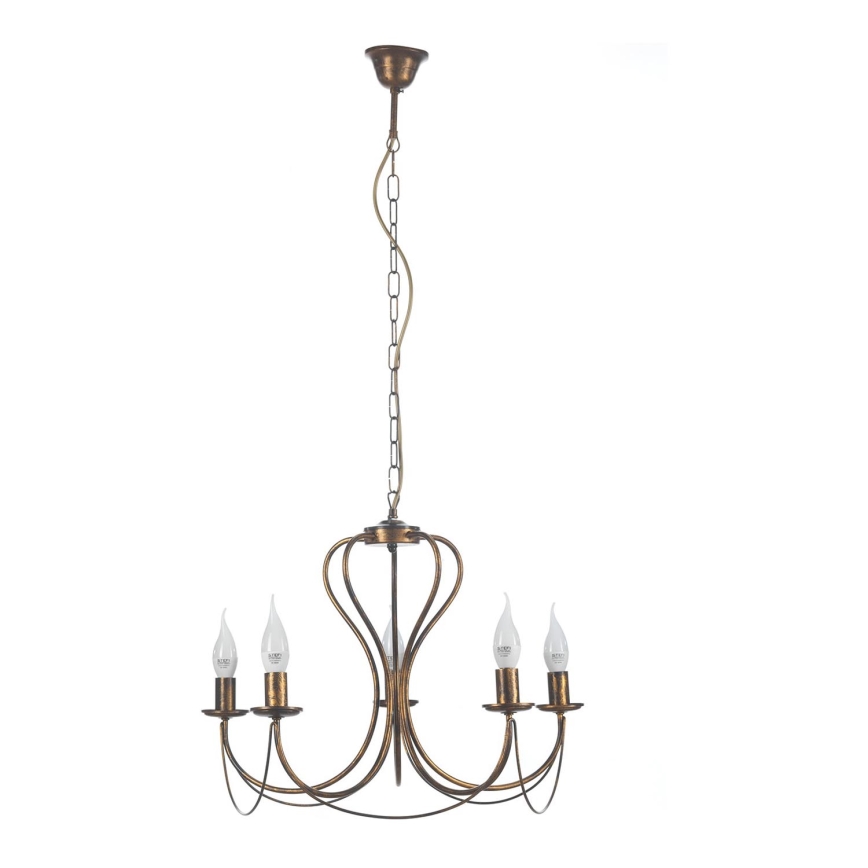 ONLI - Candeeiro suspenso CANDELA 5xE14/6W/230V bronze