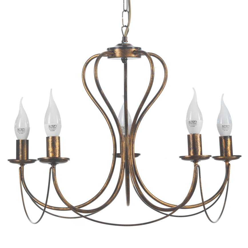 ONLI - Candeeiro suspenso CANDELA 5xE14/6W/230V bronze