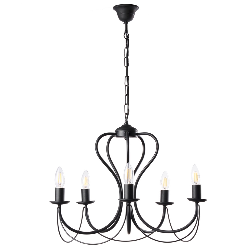 ONLI - Candeeiro suspenso CANDELA 5xE14/6W/230V preto