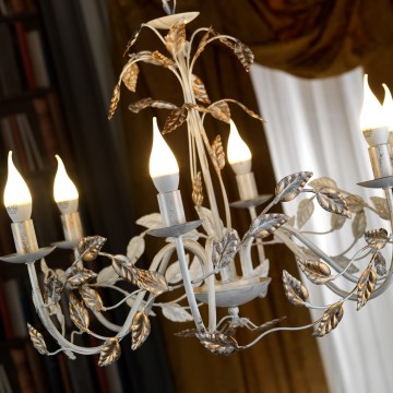 ONLI - Candeeiro suspenso COLLANA 6xE14/6W/230V branco/dourado