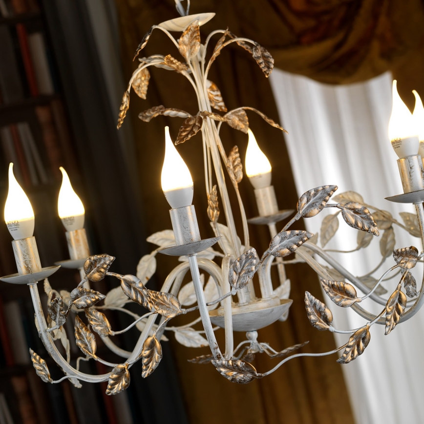 ONLI - Candeeiro suspenso COLLANA 6xE14/6W/230V branco/dourado