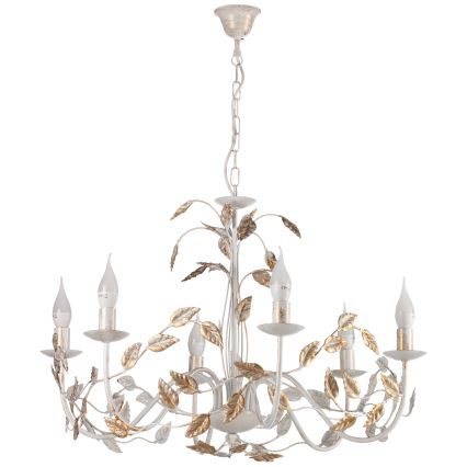 ONLI - Candeeiro suspenso COLLANA 6xE14/6W/230V branco/dourado
