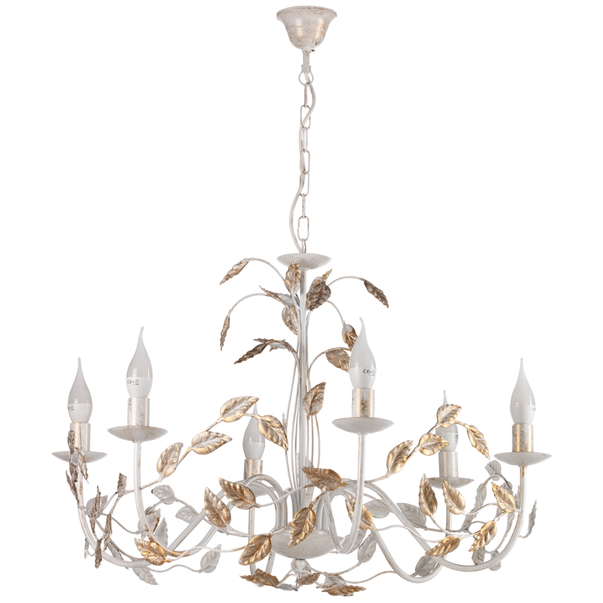 ONLI - Candeeiro suspenso COLLANA 6xE14/6W/230V branco/dourado