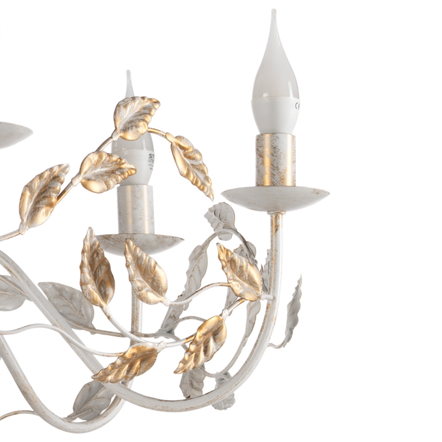 ONLI - Candeeiro suspenso COLLANA 6xE14/6W/230V branco/dourado