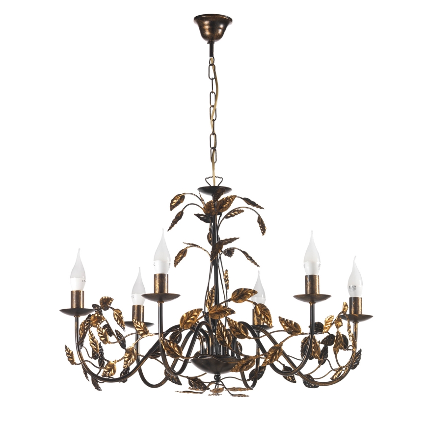 ONLI - Candeeiro suspenso COLLANA 6xE14/6W/230V bronze/dourado