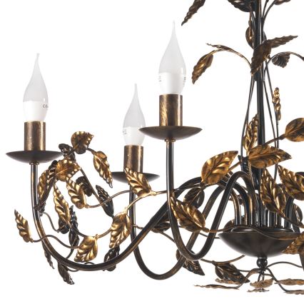 ONLI - Candeeiro suspenso COLLANA 6xE14/6W/230V bronze/dourado