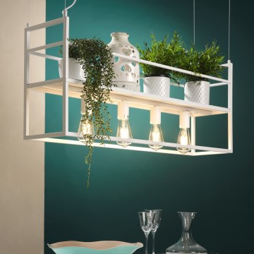 ONLI - Candeeiro suspenso com prateleira JEFFER 4xE27/22W/230V branco