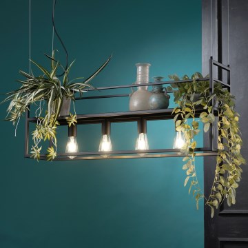 ONLI - Candeeiro suspenso com prateleira JEFFER 4xE27/22W/230V preto