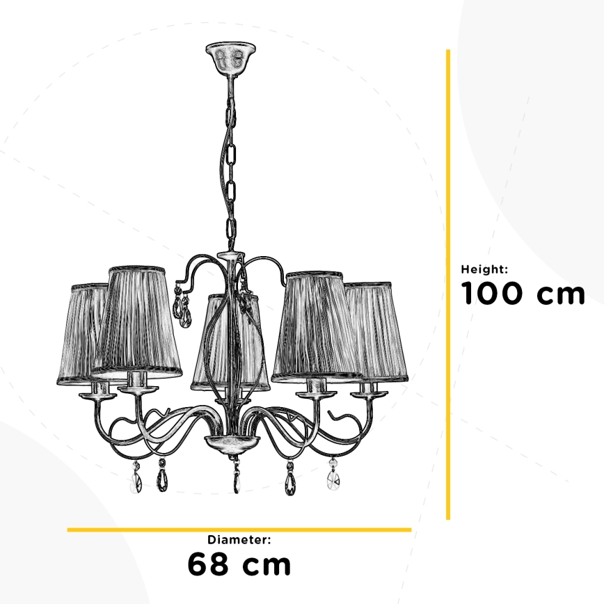 ONLI - Candeeiro suspenso DELIA 5xE14/6W/230V