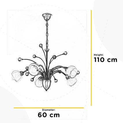 ONLI - Candeeiro suspenso DIAMANTE 5xE14/6W/230V