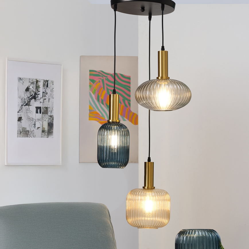 ONLI - Candeeiro suspenso DOROTY 1xE27/22W/230V azul/dourado
